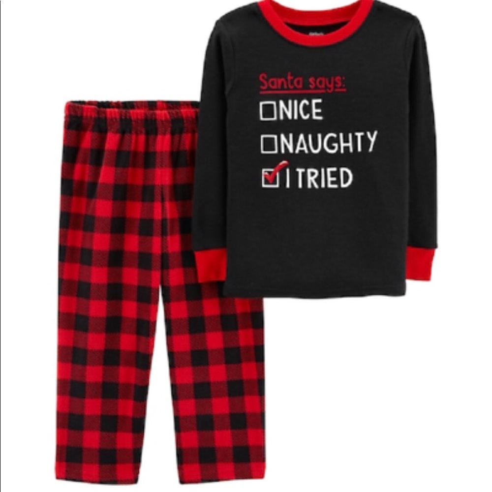 NWT Carter's Boy’s Buffalo Plaid Christmas Pajamas